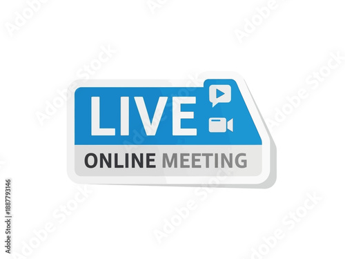 Online meeting live streaming event with camera and play button icon