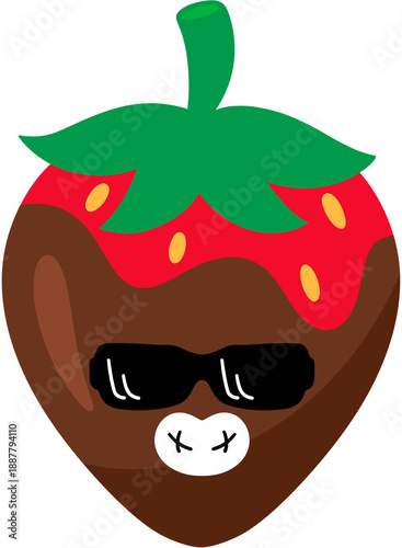 Chocolate Covered Strawberry Cool Face Cartoon