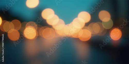 Abstract bokeh background of colorful defocused city traffic lights and bright Christmas holiday decorations blurred for a shiny dark night celebration texture