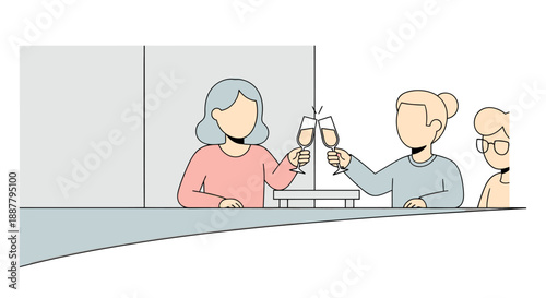 People toasting with champagne glasses.