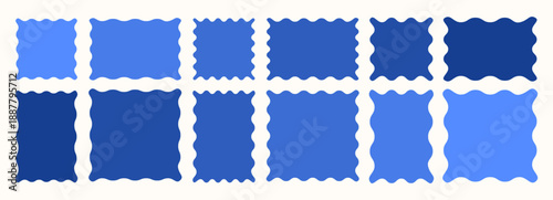 Wavy organic rectangle set with wavy square and rectangular shapes and irregular doodle lines. Designed for modern text boxes, quotes, and playful graphic templates