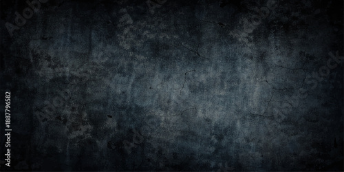 A dark blue vintage grunge concrete wall pattern with an aged black textured surface and rough paper design for a dirty blank backdrop