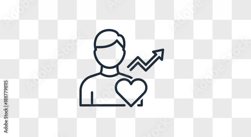 Personal Growth and Improvement Icon: Heart, Upward Arrow, and Silhouette