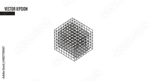 Wireframe cube with grid pattern.