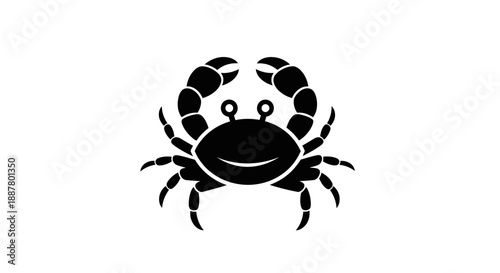 Black silhouette of a smiling crab.