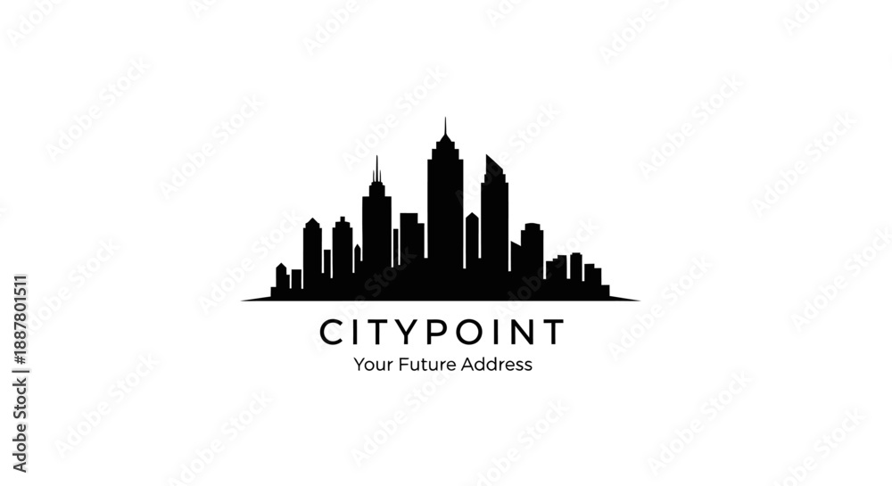 Fototapeta premium Citypoint logo with skyscraper silhouette.