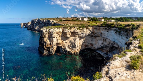 Wallpaper Mural Panoramic coastal view featuring rugged cliffs, turquoise sea, and sunny skies Torontodigital.ca