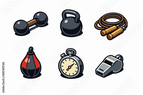 Fitness equipment collection representing strength, cardio, and training tools for health