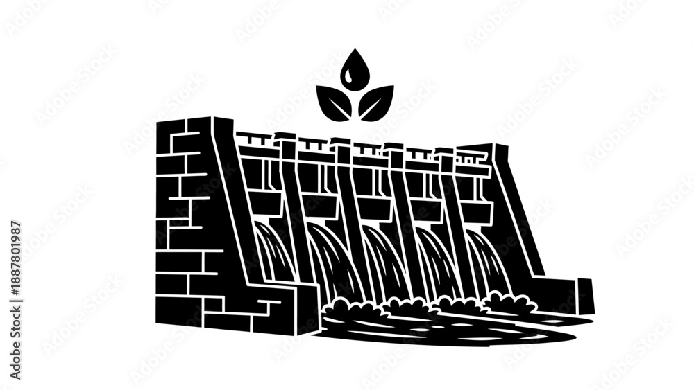 Fototapeta premium Dam Structure Water Control Facility.