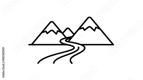 Mountain range with winding road.