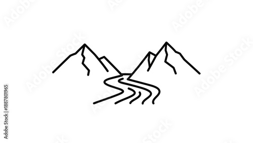 Mountain Peaks Line Art Illustration.