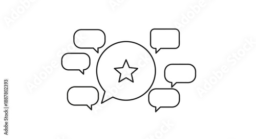 3D illustration of a business communication concept featuring thumbs up and down icons inside speech bubble clouds for web chat and internet network messages
