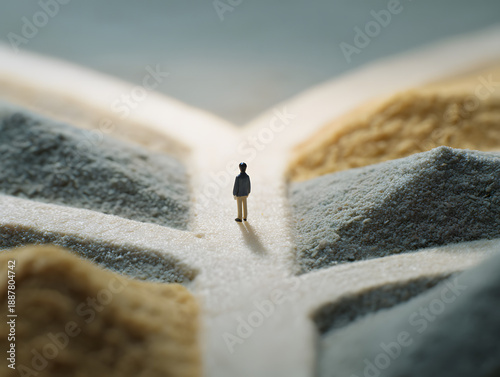 将来の方向性を考えるビジネスパーソンの決断イメージ｜Leadership and Future Direction Concept at a Business Crossroad