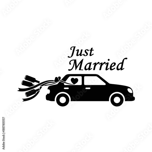 Black silhouette car with ribbons.