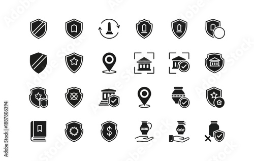 Εκτύπωση καμβά Comprehensive Vector Icon Set Representing Protection, Legal Systems, Government