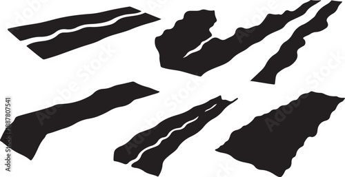 Black torn paper pieces on white background illustration design
