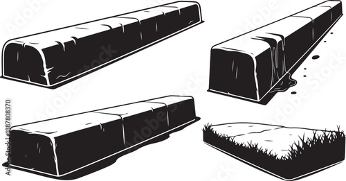 Snow Covered Railroad Tracks in Black and White Vector