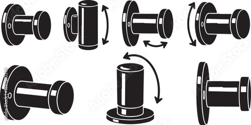 Rotating Spool of Thread Illustrations in Black and White