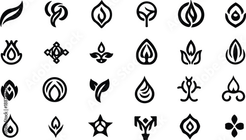 Collection of abstract water drop vector icons Vector