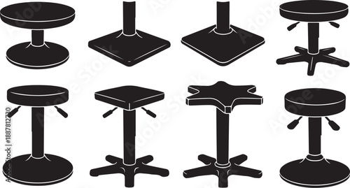Collection of various adjustable stools and bar stools designs