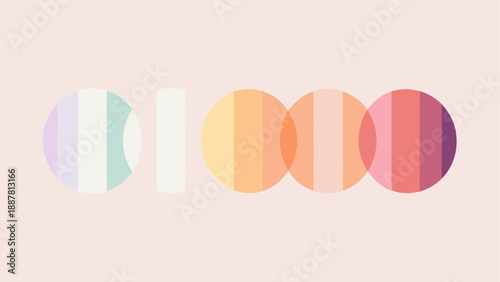 Gradient color circles in minimalist design isolated on white background, Vector