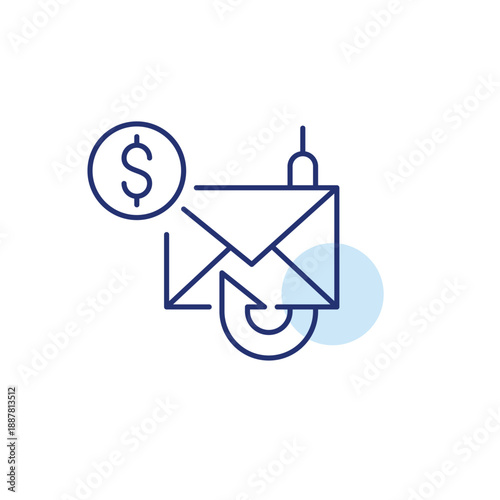 Cybersecurity cost, phishing protection payment, email fraud expense. Digital security budget, online scam prevention price. Pixel perfect, editable stroke vector icon
