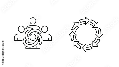 Team collaboration and circular workflow icons illustrate continuous feedback loops and iterative project management processes for business success