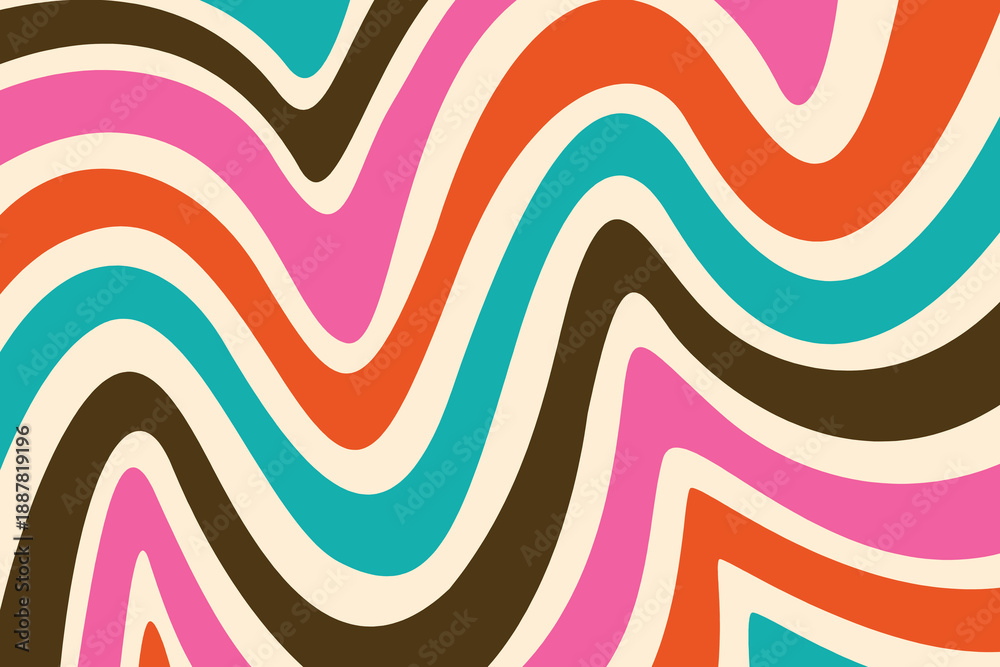 Obraz premium Retro Colorful Wavy Abstract Pattern