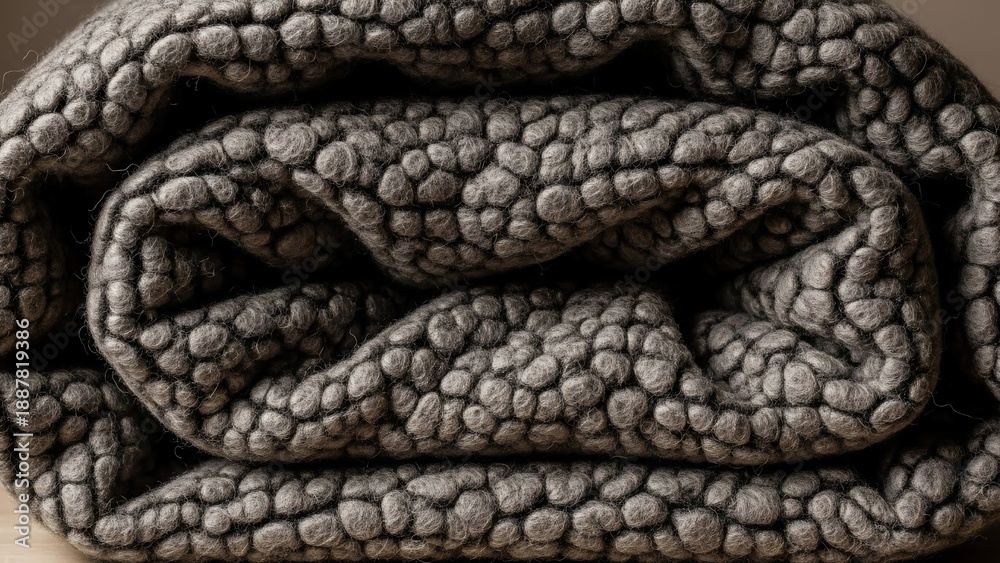 Fototapeta premium Soft gray sheepskin rug with textured surface.