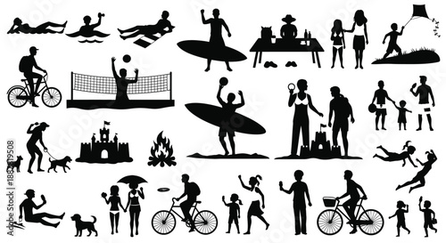 People engaging in various leisure activities