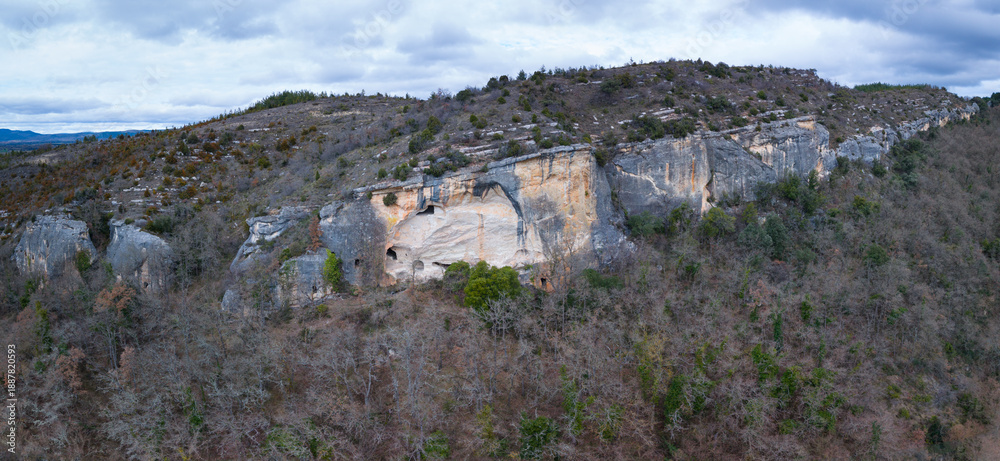 Fototapeta premium Aerial view from a drone of the artificial caves called