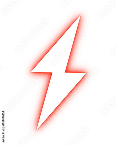 red neon thunder bolt, no background 