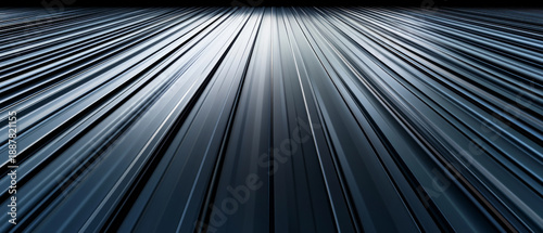 Metal strips create a hypnotic perspective effect, conveying the dynamism and depth of contemporary industrial style for technical projects and digital presentations.