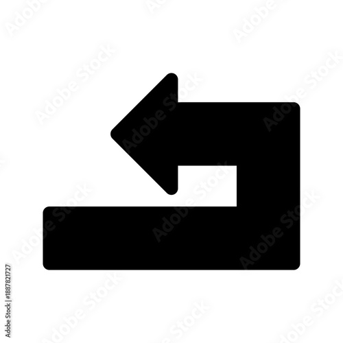 Turn Back Arrow Sign Icon Design in Black on a White Background