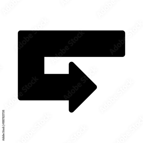 Turn Back Arrow Sign Icon Design in Black on a White Background