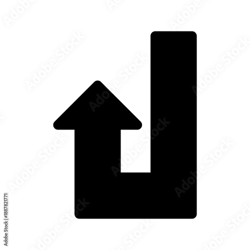 Turn Back Arrow Sign Icon Design in Black on a White Background