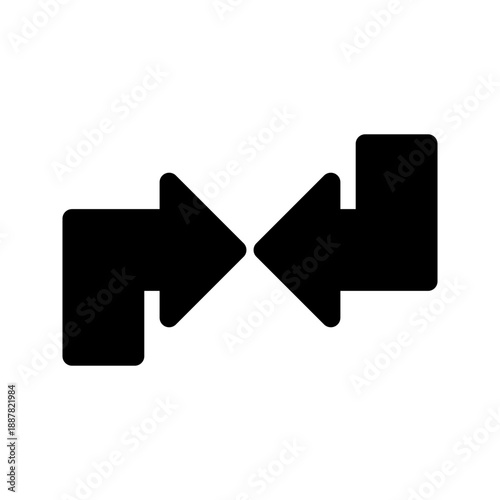 Two Inward Curved Arrows. Symbol of Midpoint, Connection, and Focus.