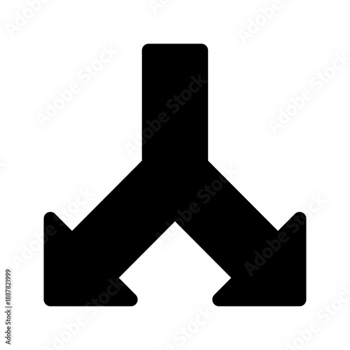 Black Split Arrow Left Right Direction Isolated on White Background