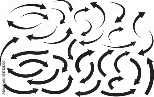 Circular arrow line icon set. Creative workflow and process symbols. High-quality restart and return icons. Modern digital navigation signs