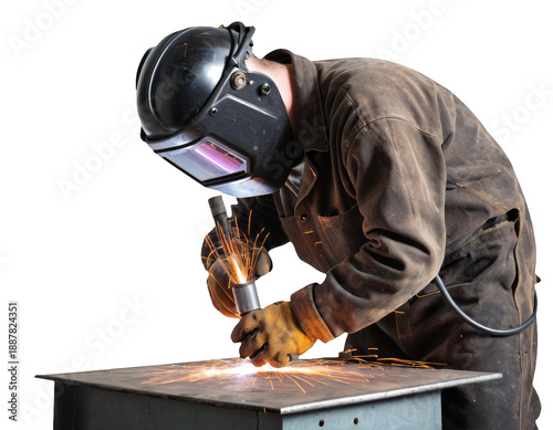 Plakat A person welding metal using a handheld torch