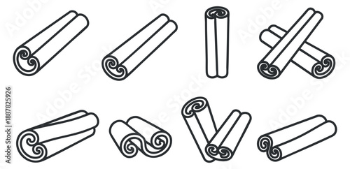 A set of decorative scrolls in black outline minimalist vector style, perfect for educational and artistic projects