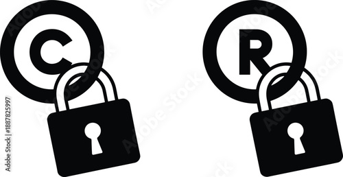 Copyright and Trademark Protection Symbols with Padlocks Keywords: copyright, trademark, protection, security, lock, padlock