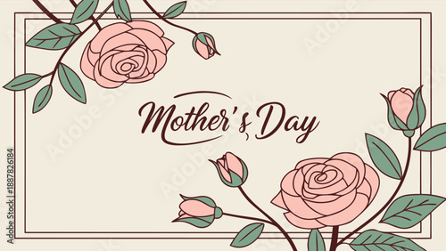 Elegant Vintage Floral Mother's Day Greeting Card with Pink Roses