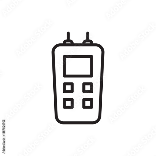 Wood moisture meter icon. Timber quality control and seasoning, representing digital hygrometers, pin-type damp detectors, lumber moisture testing, and professional woodworking diagnostic tools.