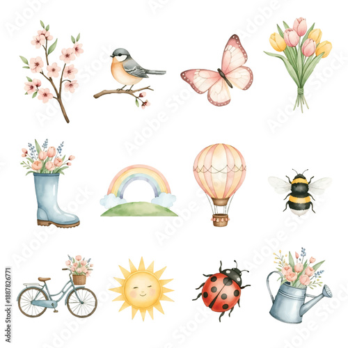 Easter cartoon illustration of eggs flowers bunnies and animals pattern design collection