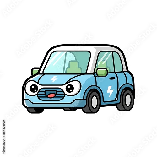 Wallpaper Mural Cartoon Electric Car with Lightning Bolt Design. Torontodigital.ca