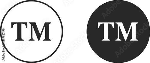 Trademark Symbol Icons In Black And White Circles vector illustration