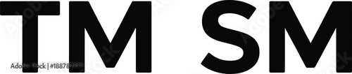 Trademark TM and Service Mark SM symbols in bold black letters vector illustration