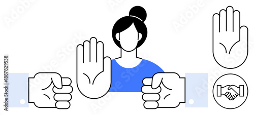 Conflict resolution concept. Visual ation of conflict resolution through hand gestures and negotiation. Conflict resolution in communication, teamwork, and business strategy. For business, mediation