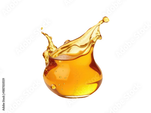 A glass filled with liquid and a splash on the side